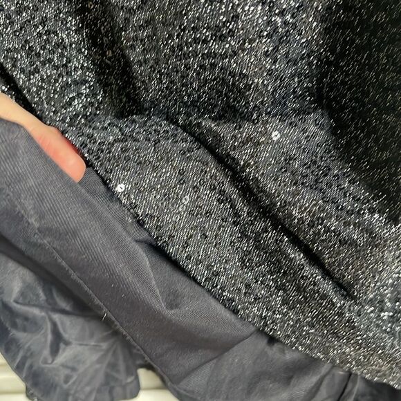 Carmen Marc Valvo Black Beaded Sequin Evening Formal Gown Dress 6 - Picture 2 of 7